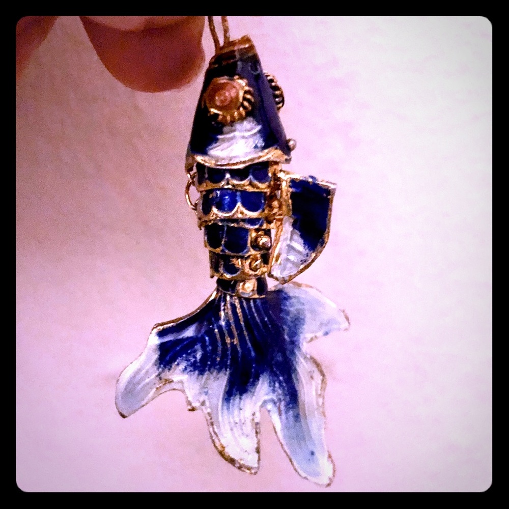 Articulated Blue and Gold Koi Fish Pendant 🐠